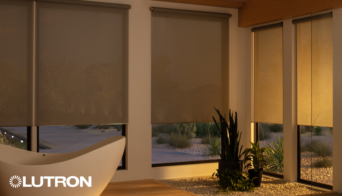 Bathroom Motorized Shades - Angled Installation
