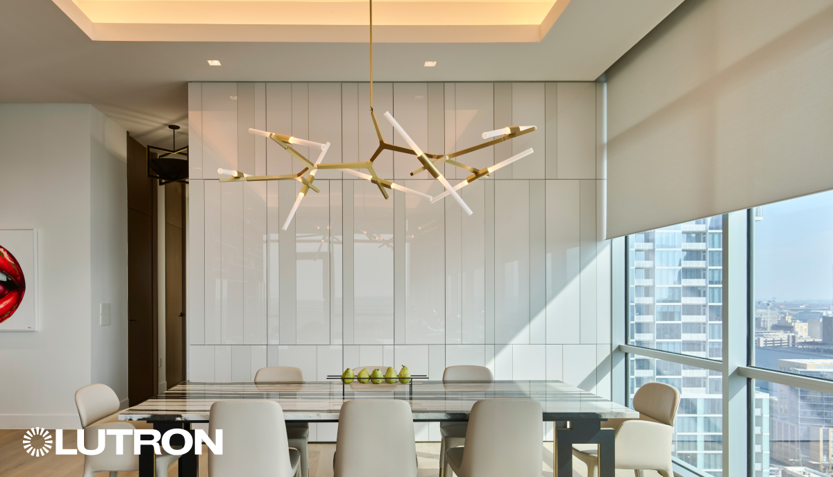 Dining Room Motorized Shades - Warm Scene